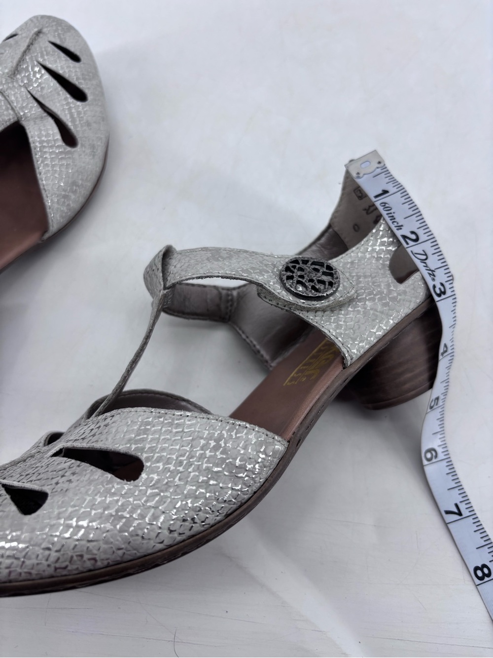 Rieker Antistress Mirjam Metallic Cut Out Perforated Mary Jane Heeled Sandals - Picture 12 of 15